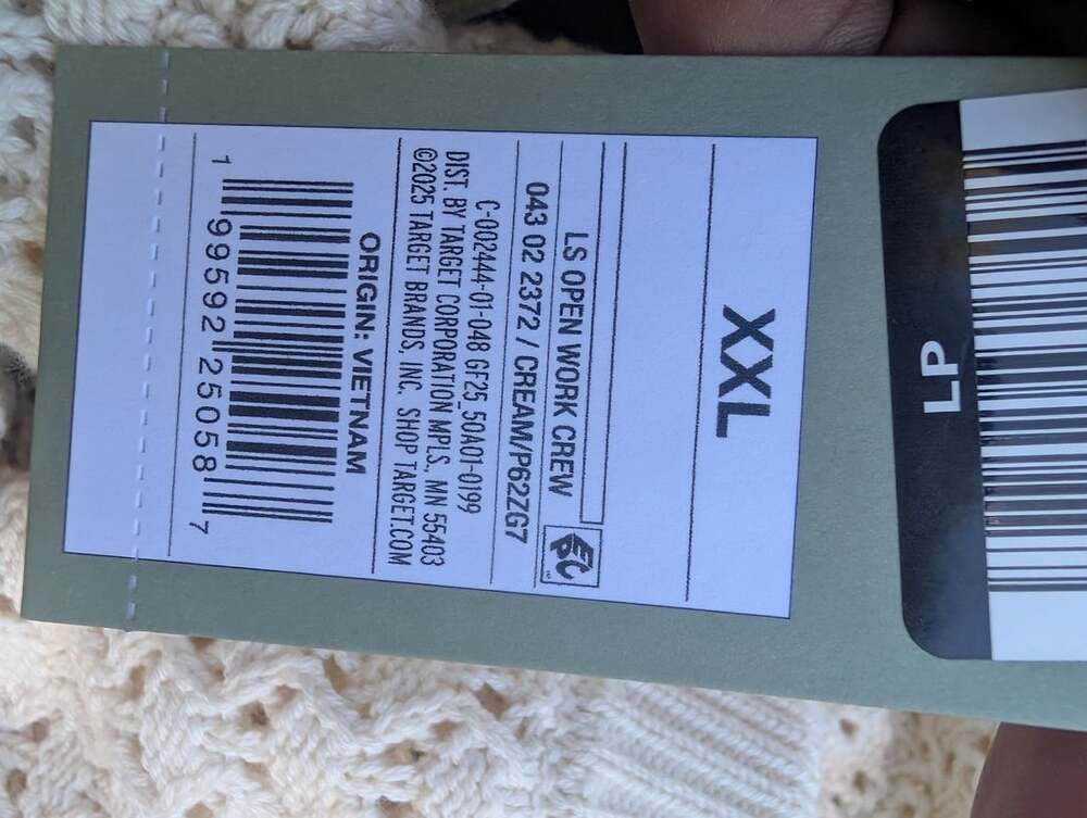 Goodfellow & Co Open Work Crew Sweater Size XXL Cream